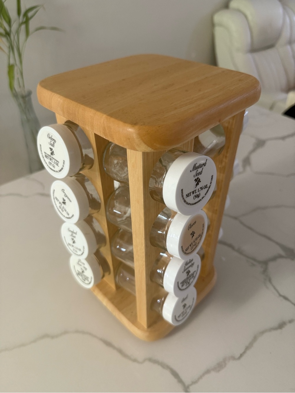 Vintage M. Kamenstein Wooden 16 Jar Revolving Spice Rack